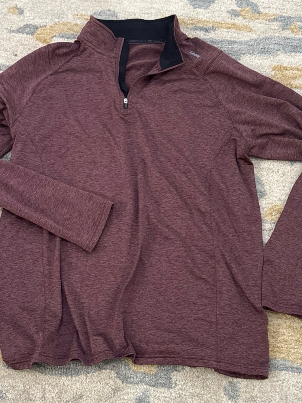 UNRL Men's Zip-Neck Sweater in Heather Burgundy - Lightweight Layer